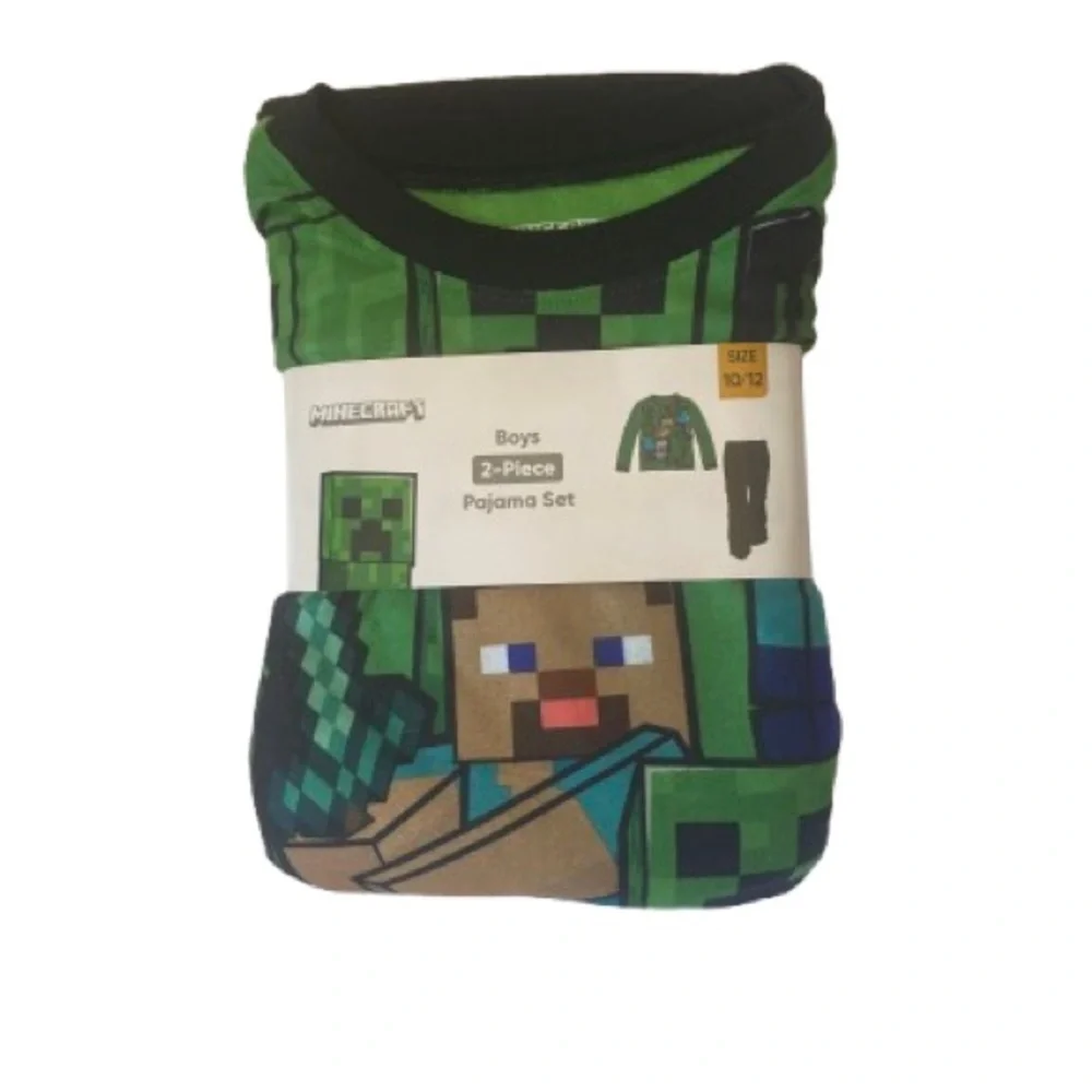 Minecraft Boys Creeper Pajama Set - Green and Blue